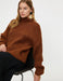 Mock Neck Chunky Sweater in Dark Brown - Usolo Outfitters-KOTON