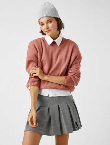 Pull à col montant en rose - Usolo Outfitters-KOTON