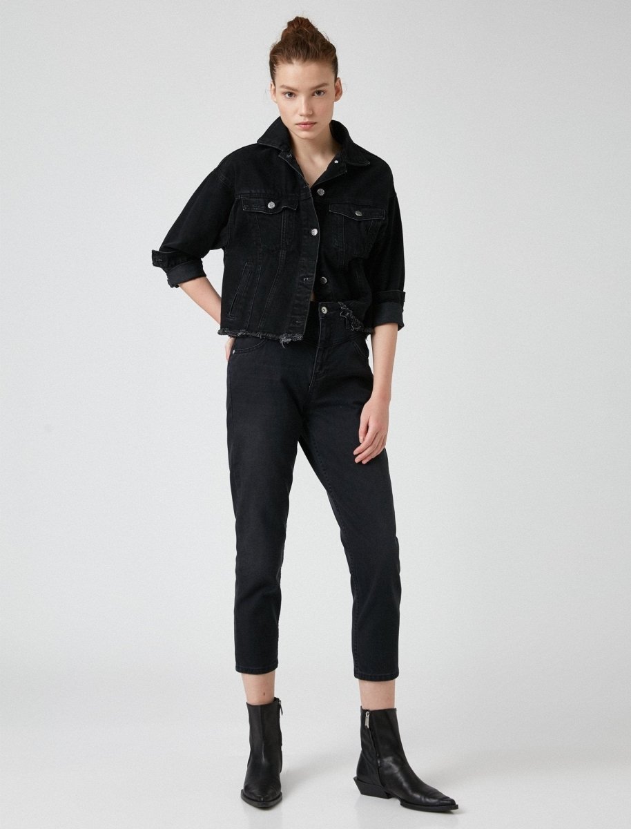 Mom Jean Pants in Black - Usolo Outfitters-KOTON