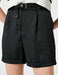 Short 7" avec ceinture au look naturel en noir - Usolo Outfitters-KOTON