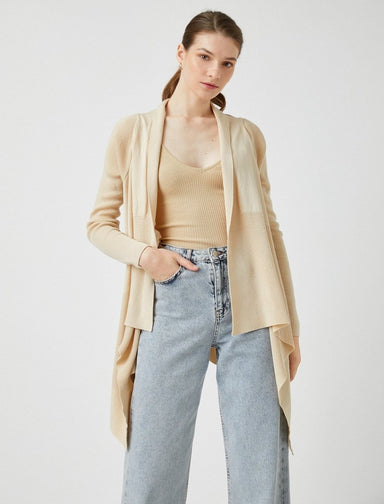 Open Front Cardigan in Beige - Usolo Outfitters-KOTON