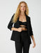 Open Front Ruched Sleeve Blazer in Black - Usolo Outfitters-KOTON