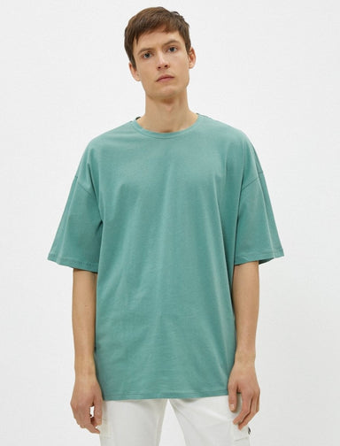 T-shirt basique oversize en vert sarcelle - Usolo Outfitters-KOTON