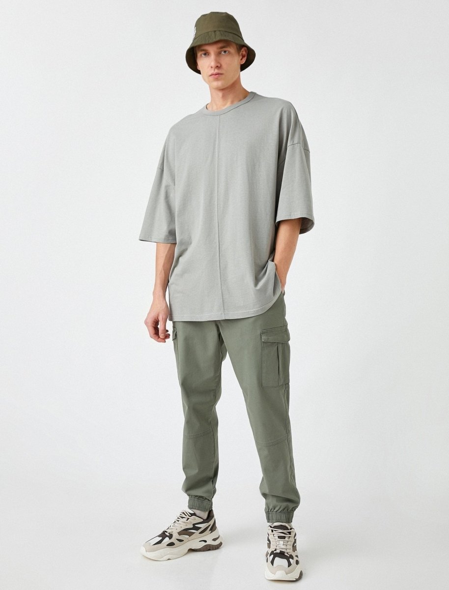 Oversize Front Seam T-shirt in Grey - Usolo Outfitters-KOTON