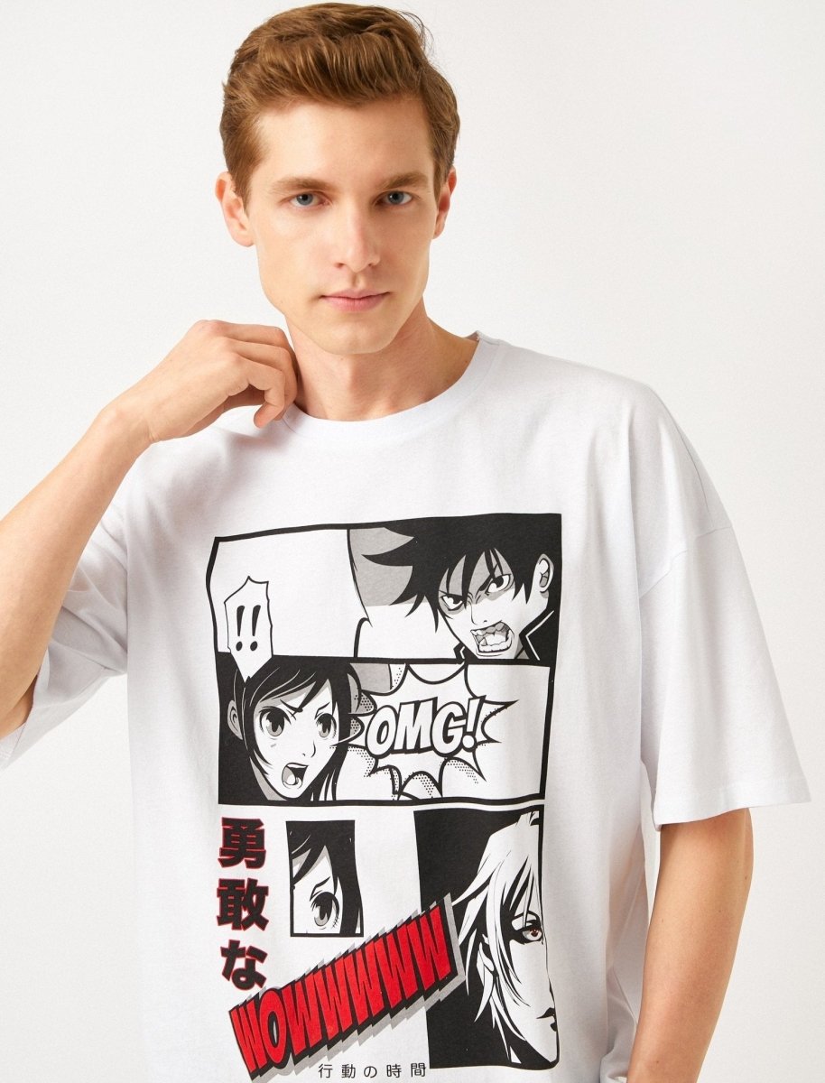 Anime T-shirt in Outfitters White Oversize Usolo Japanese Faces -