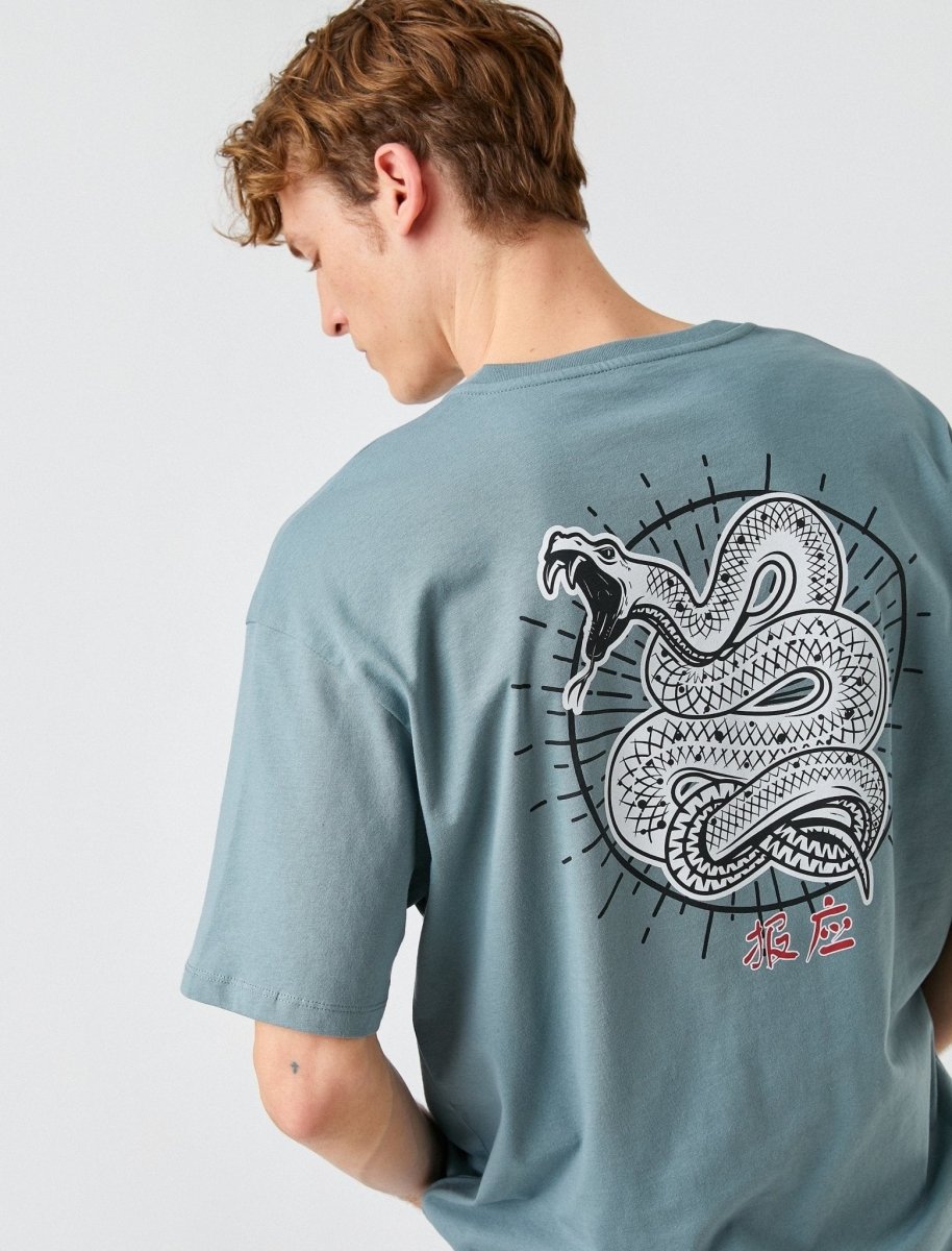 T-shirt serpent japonais oversize vert - Usolo Outfitters-KOTON