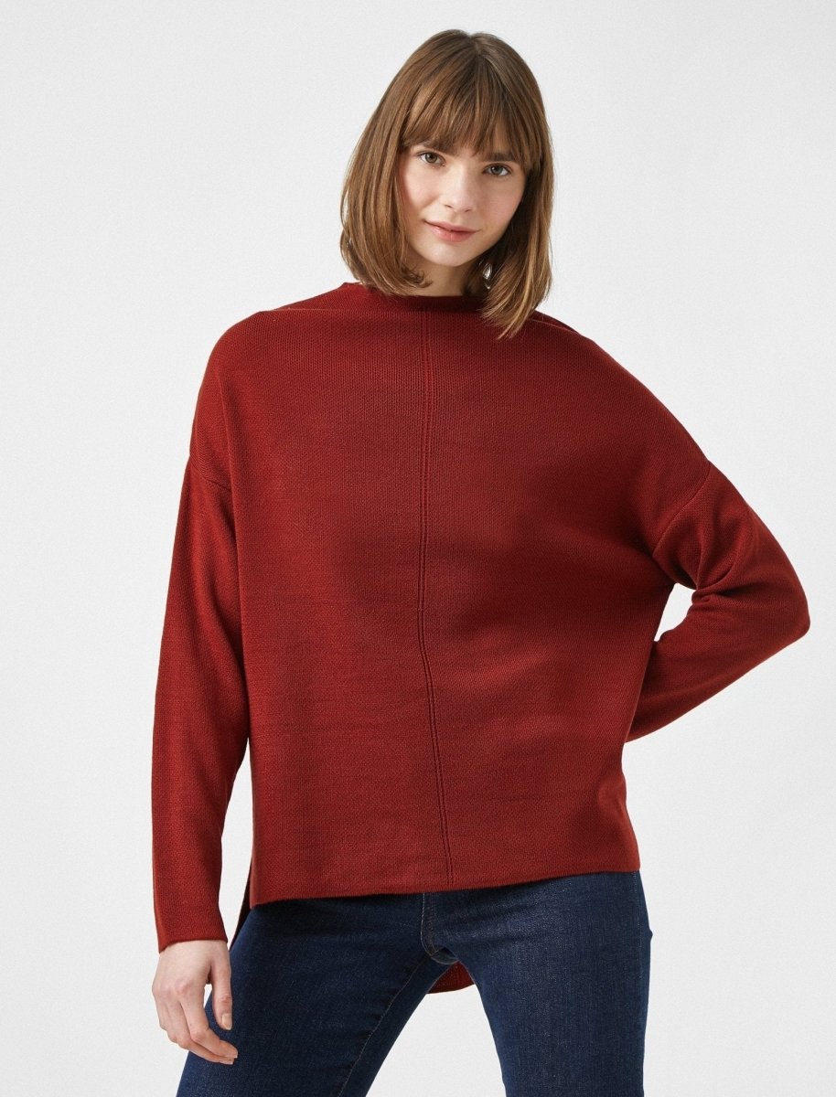 Oversize Mock Neck Sweater in Clay - Usolo Outfitters-KOTON