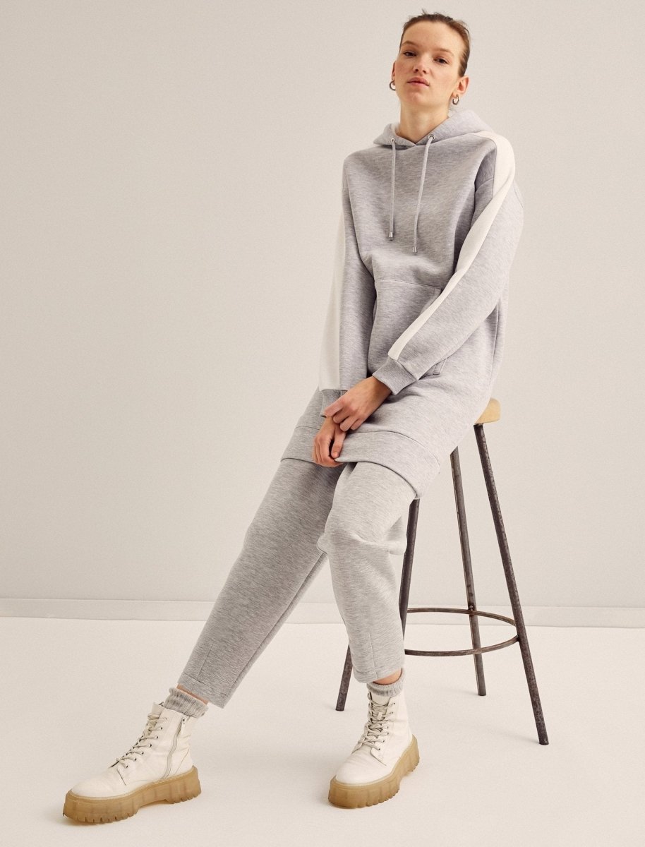 Oversize Tunic Hoodie With Pcokets in Gray - Usolo Outfitters-KOTON