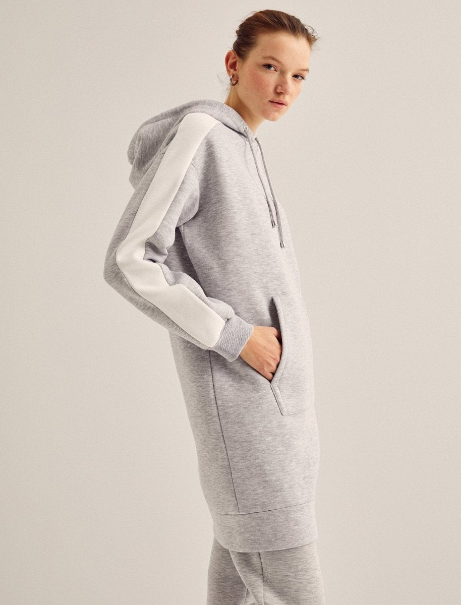 Oversize Tunic Hoodie With Pcokets in Gray - Usolo Outfitters-KOTON