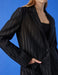 Oversize Vague Striped Single Button Blazer in Black - Usolo Outfitters-KOTON