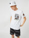 Oversize Video Gamer Graphic T-shirt in White - Usolo Outfitters-KOTON