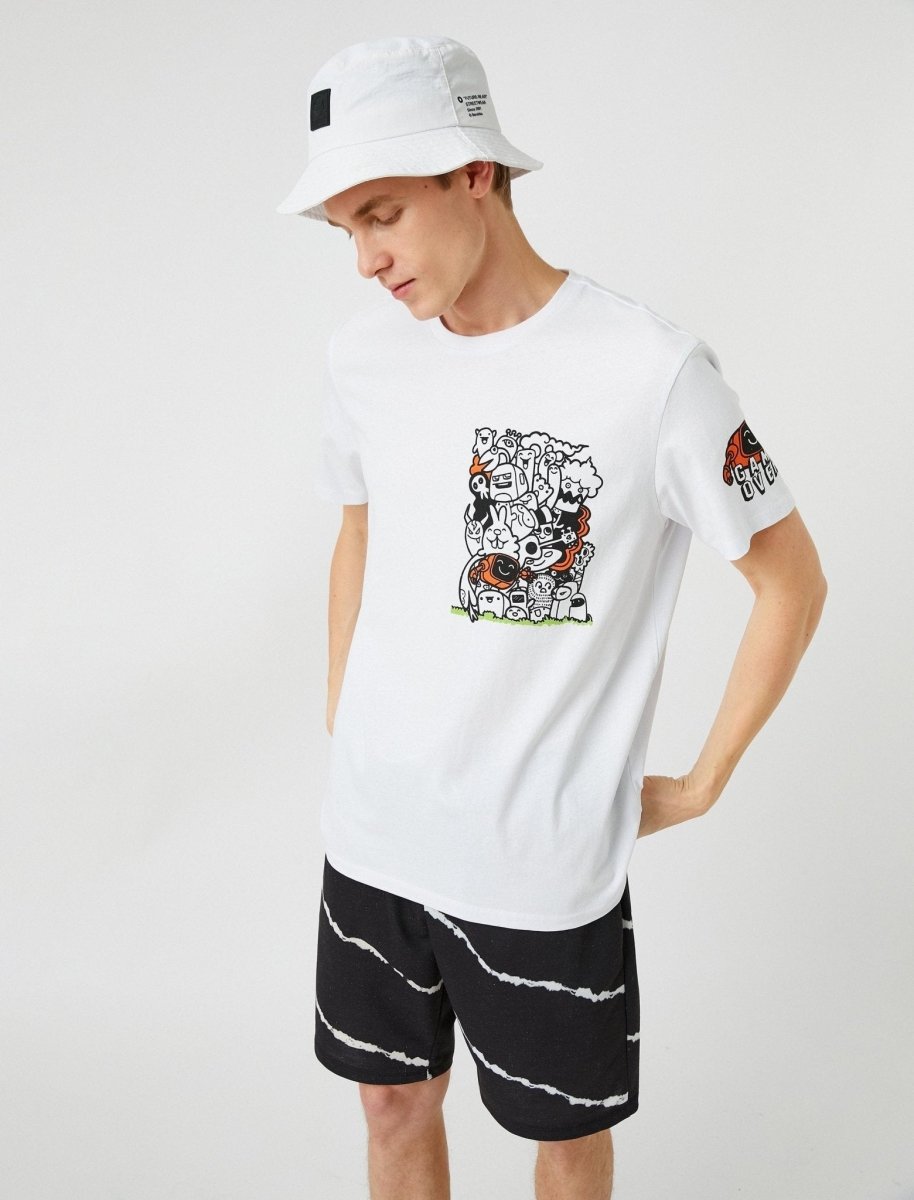 Oversize Video Gamer Graphic T-shirt in White - Usolo Outfitters-KOTON