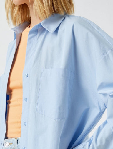 Oversized Poplin Shirt in Blue - Usolo Outfitters-KOTON