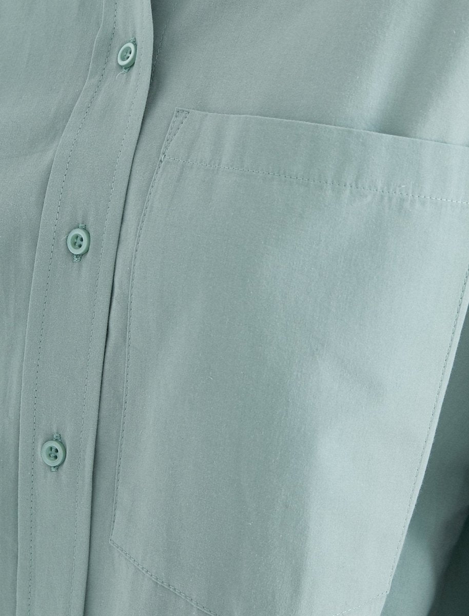 Chemise oversize en popeline vert sarcelle - Usolo Outfitters-KOTON