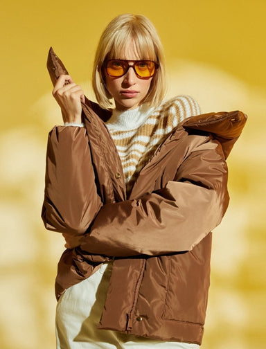 Oversized Puffer Jacket in Brown - Usolo Outfitters-KOTON