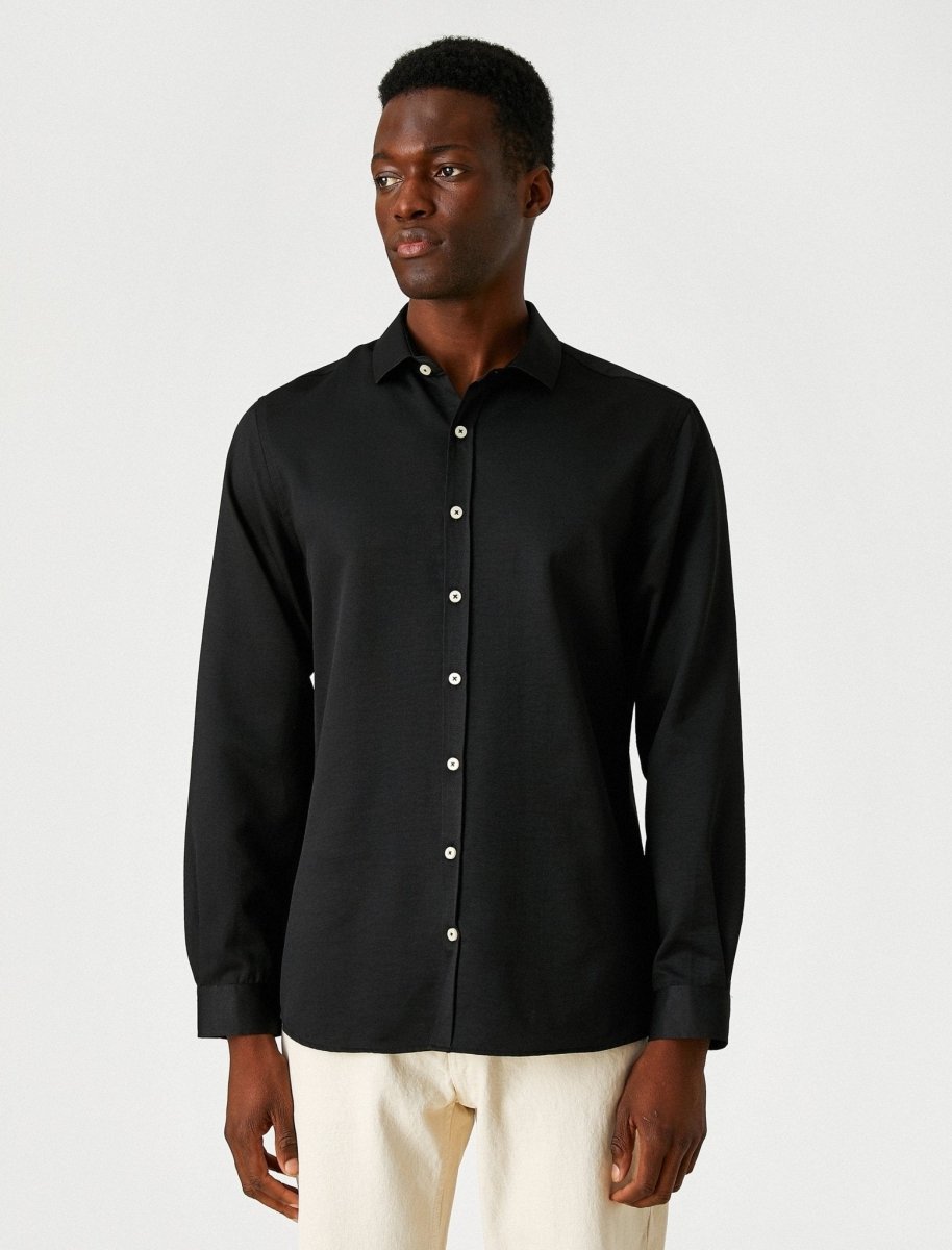 Oxford Dress Shirt in Black - Usolo Outfitters Oxford Dress Shirt in Black - Usolo Outfitters