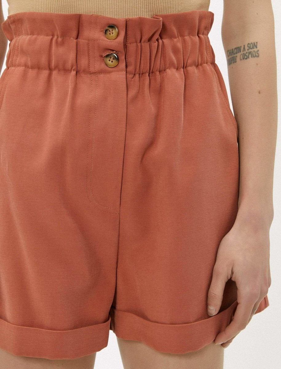 Paperbag Shorts in Coral - Usolo Outfitters-KOTON