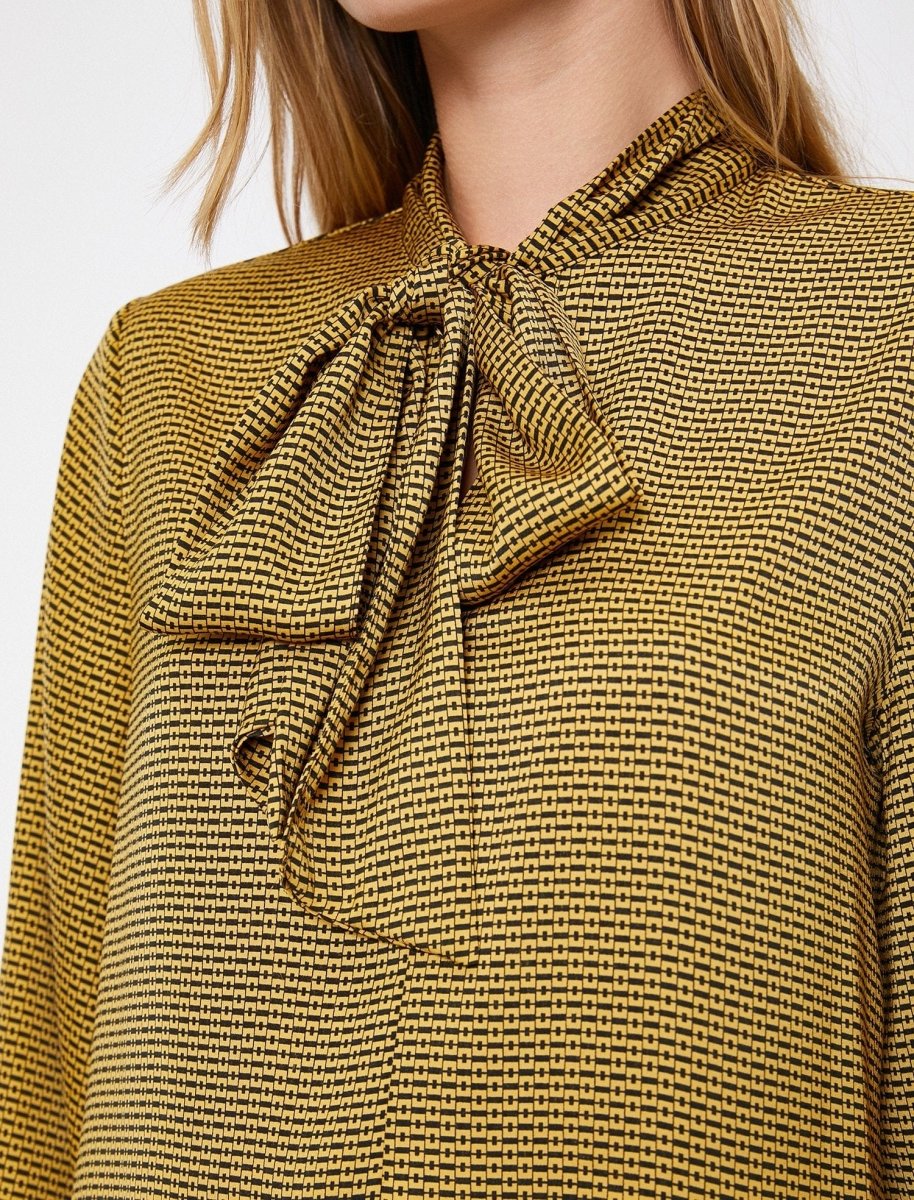 Patterned Bow-Tie Shirt in Yellow - Usolo Outfitters-KOTON