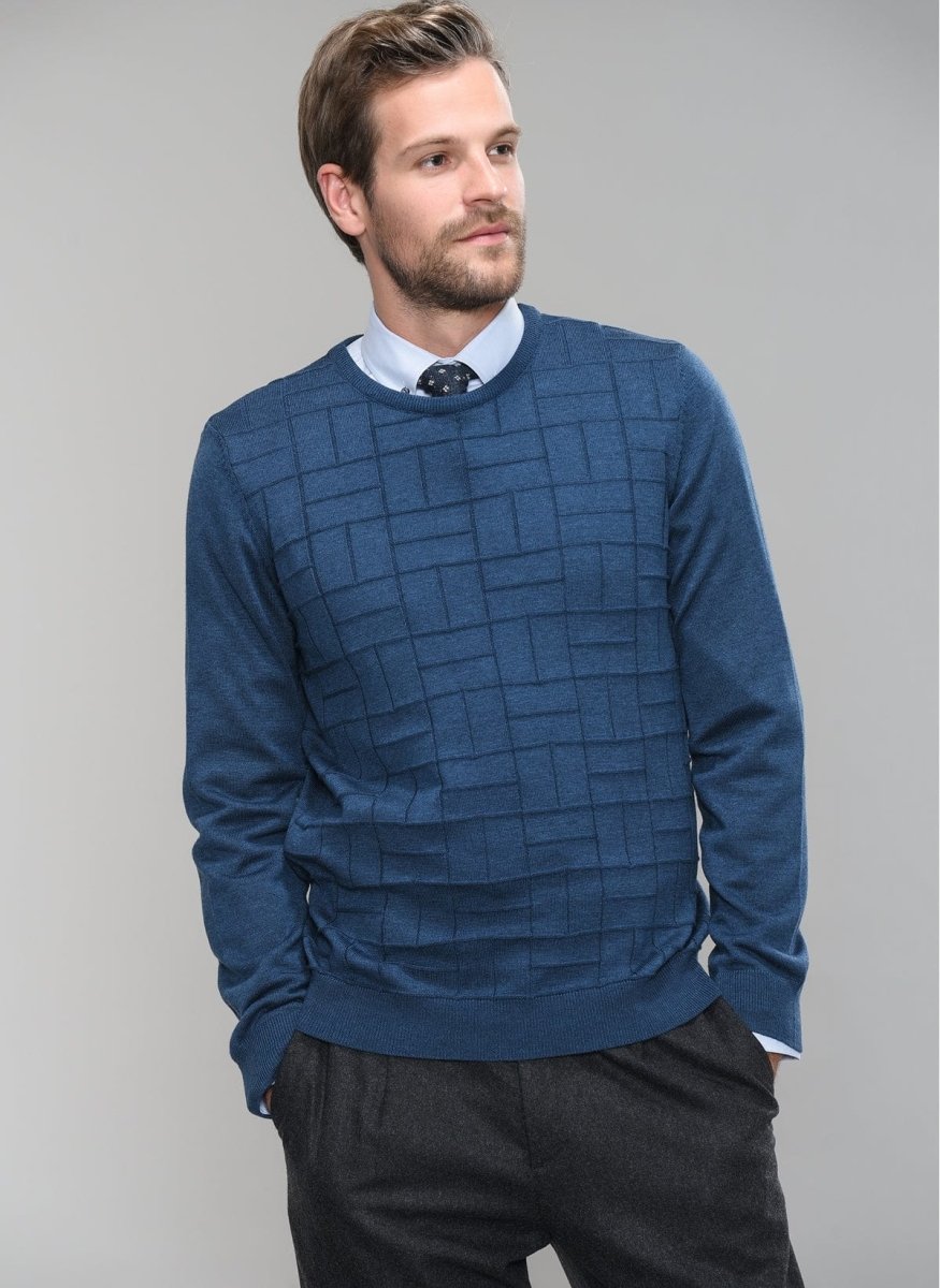 Patterned-Front Sweater - Usolo Outfitters-PEOPLE BY FABRIKA