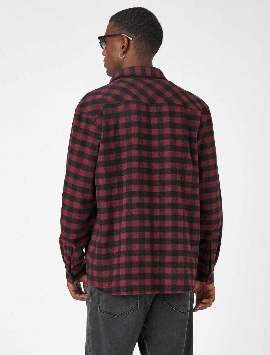 Plaid Flannel Shirt Red and Black - Usolo Outfitters-KOTON