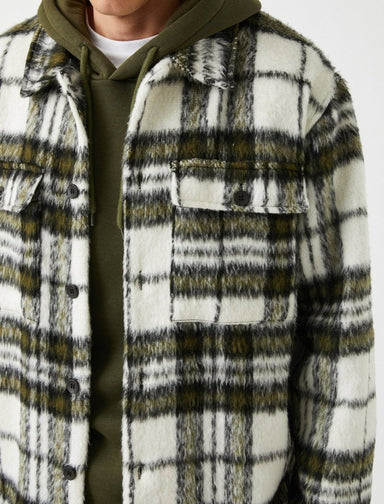 Plaid Fleece Shacket in Green - Usolo Outfitters-KOTON