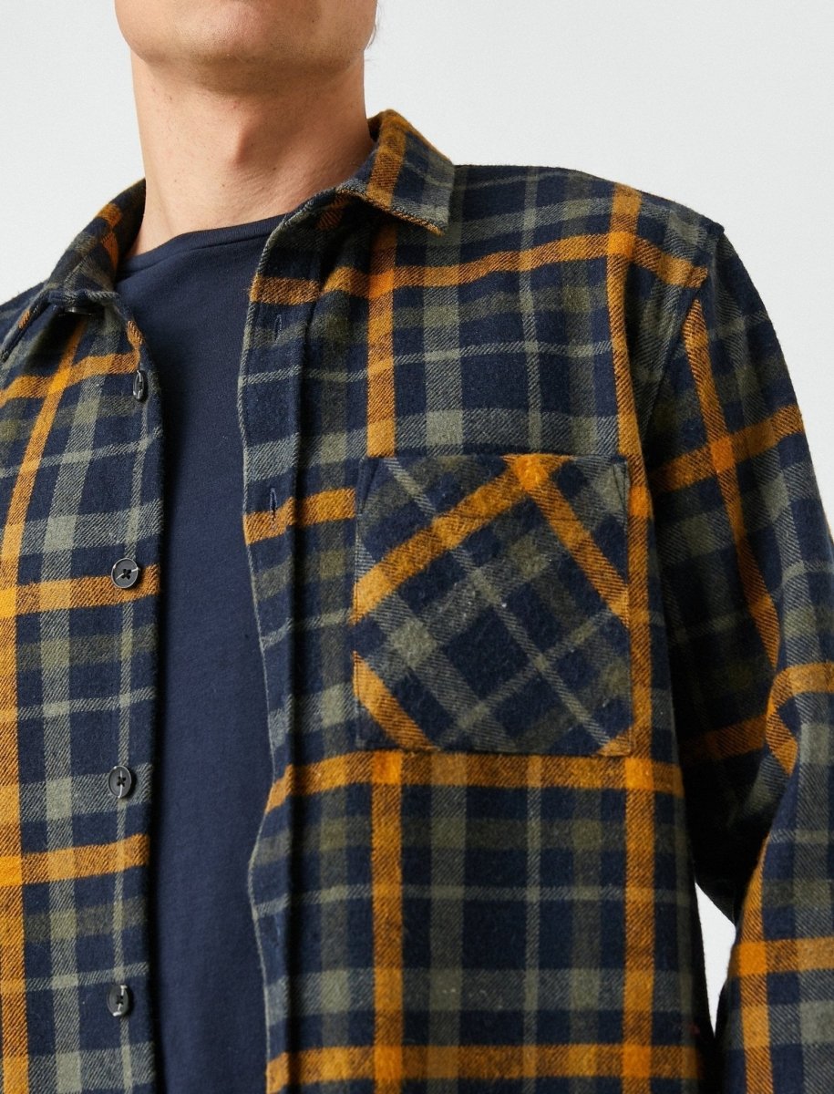 Plaid Heavy Flannel Shirt in Navy - Usolo Outfitters-KOTON