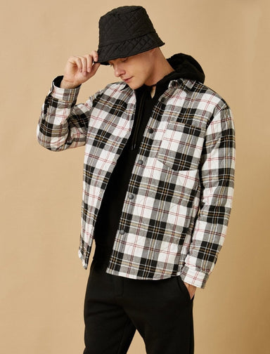 Plaid Overshirt Shacket in Beige - Usolo Outfitters-KOTON