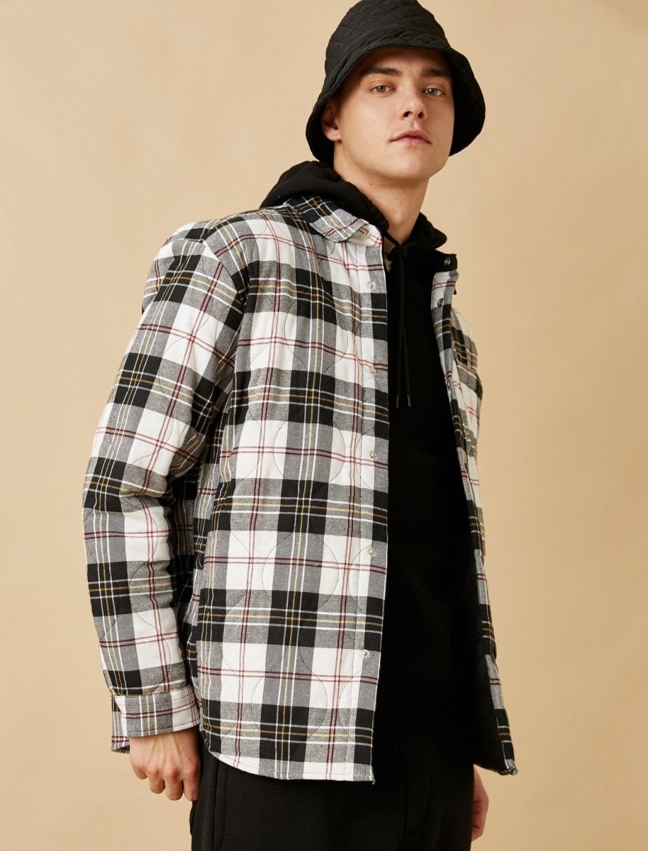 Plaid Overshirt Shacket in Beige - Usolo Outfitters-KOTON
