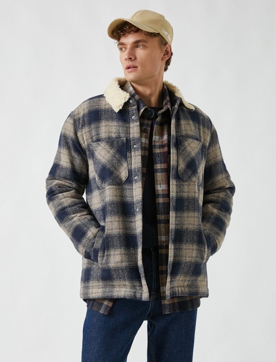Plaid Overshirt Shacket in Blue - Usolo Outfitters-KOTON