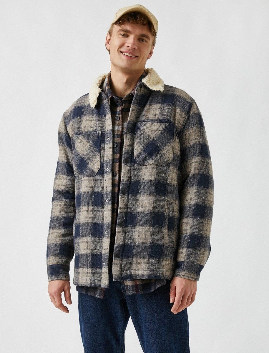 Plaid Overshirt Shacket in Blue - Usolo Outfitters-KOTON