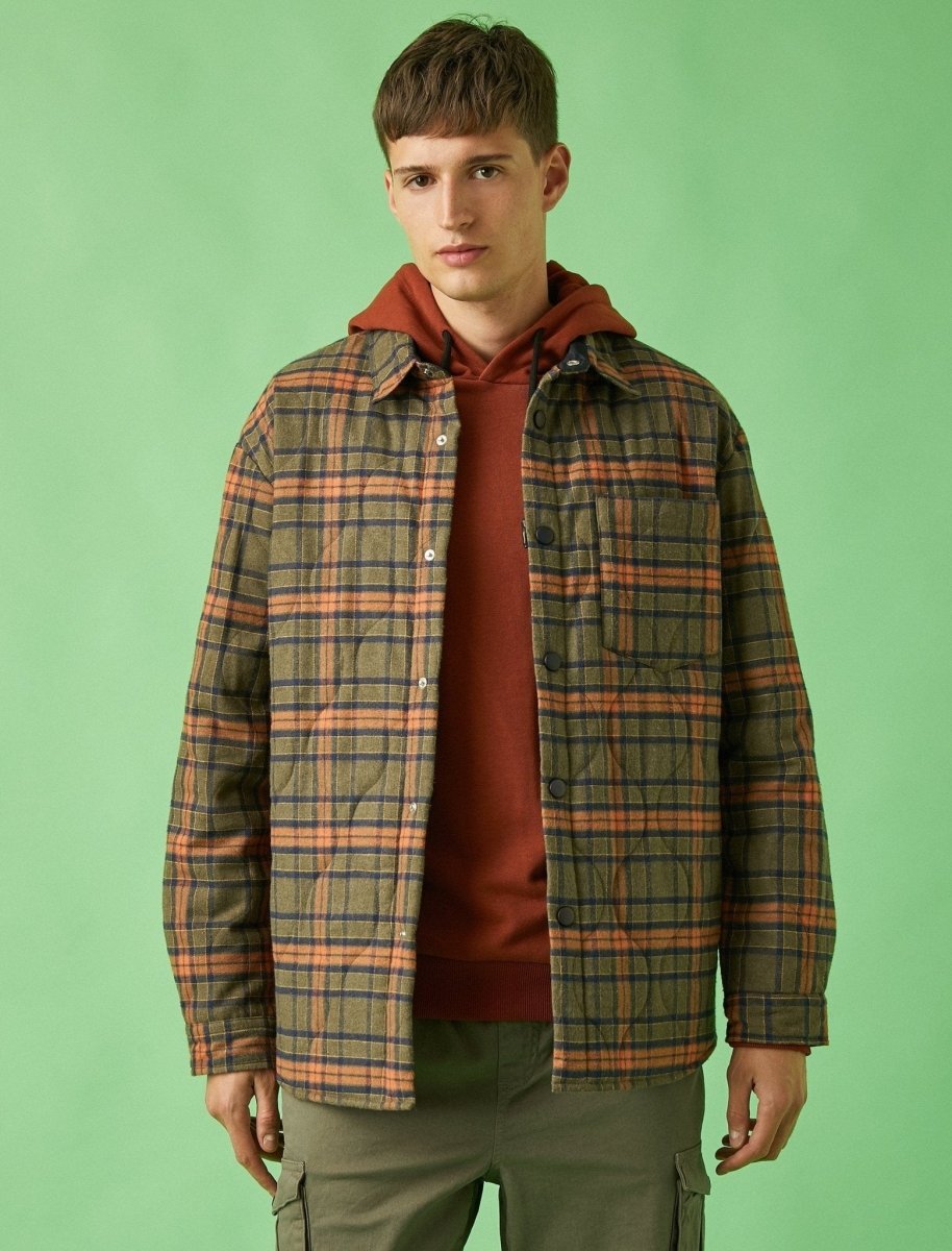 Plaid Overshirt Shacket in Green - Usolo Outfitters-KOTON