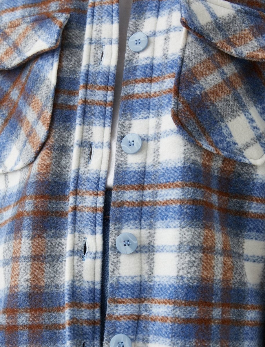 Plaid Overshirt Shacket in Light Indigo - Usolo Outfitters-KOTON