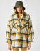 Plaid Sherpa Overshirt Shacket in Yellow - Usolo Outfitters-KOTON