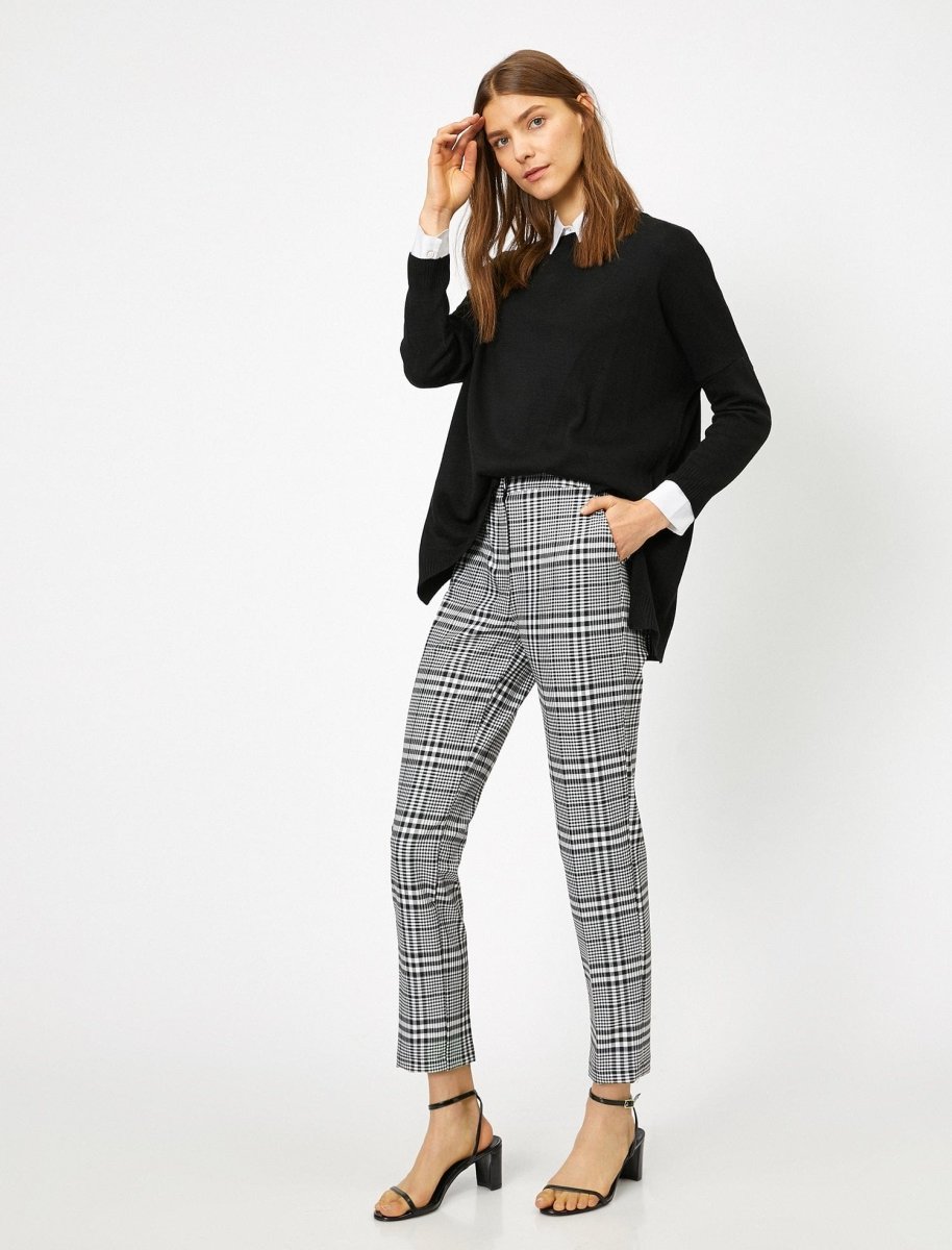 Plaid Trouser in Black - Usolo Outfitters-KOTON