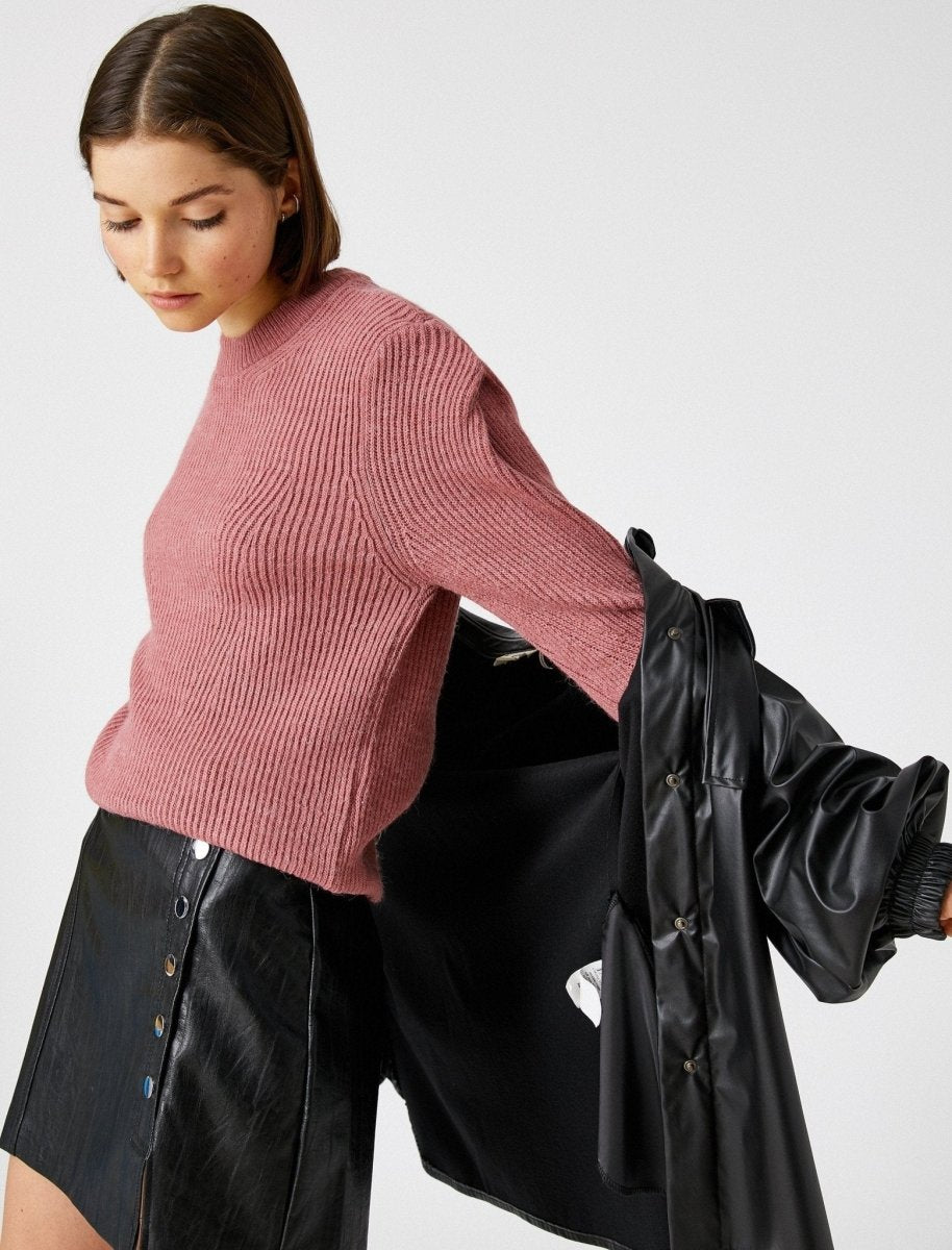 Pleated Shoulder Sweater in Rose - Usolo Outfitters-KOTON