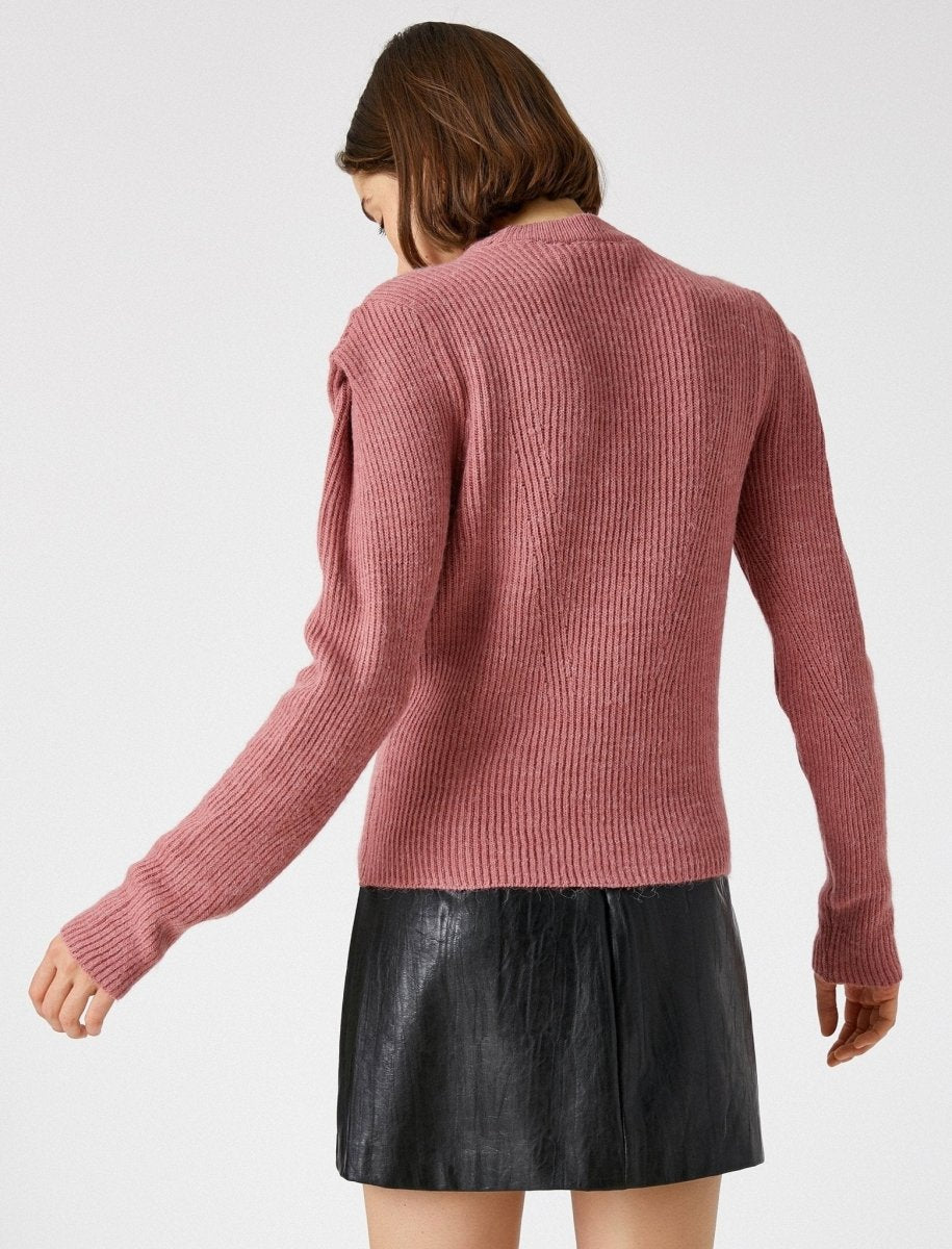 Pleated Shoulder Sweater in Rose - Usolo Outfitters-KOTON
