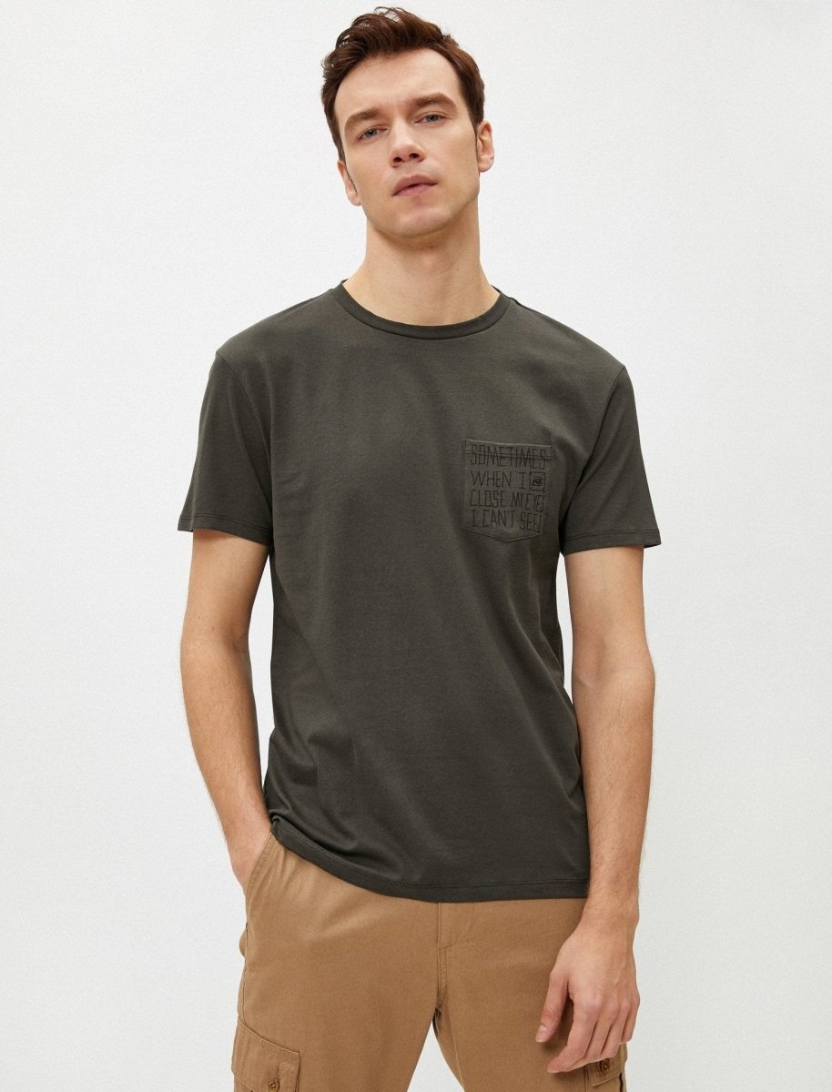 Pocket Print Tshirt in Dark Olive - Usolo Outfitters-KOTON