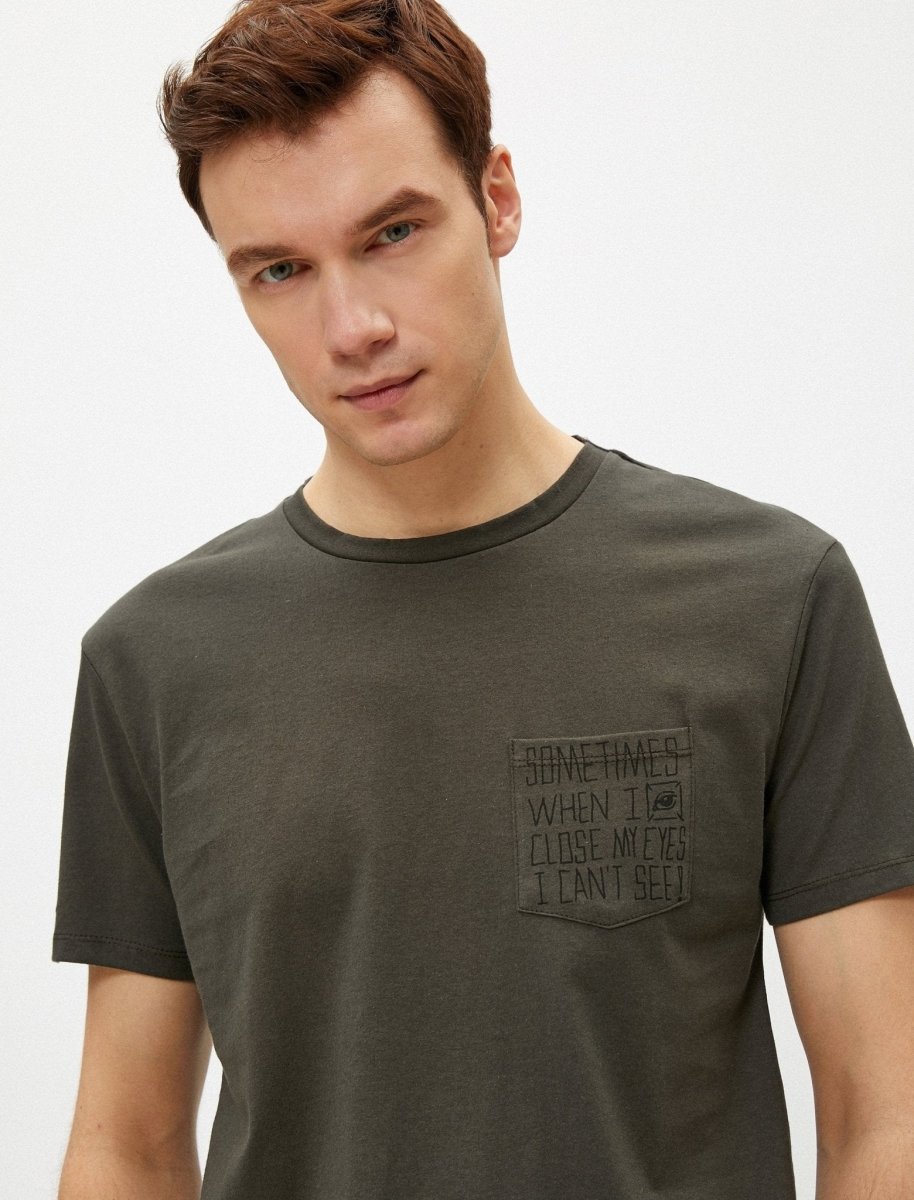 Pocket Print Tshirt in Dark Olive - Usolo Outfitters-KOTON
