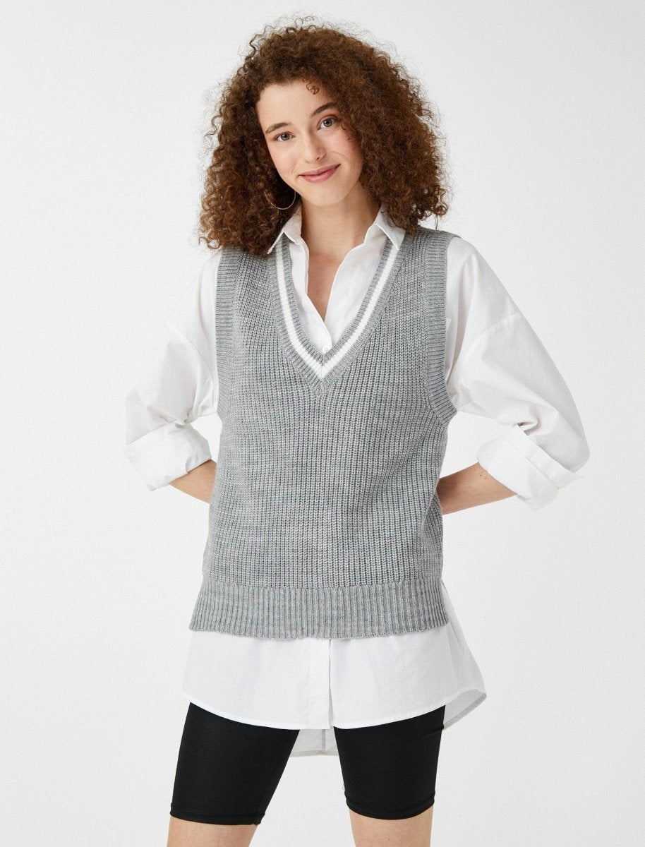 Preppy Sweater Vest in Grey - Usolo Outfitters-KOTON