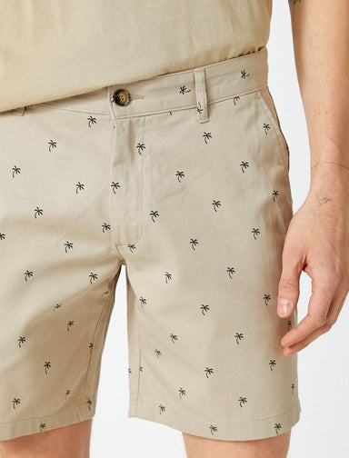 Printed 7" Chino Bermuda Shorts in Beige - Usolo Outfitters-KOTON