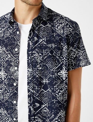 Printed SS Shirt in Navy - Usolo Outfitters-KOTON