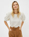 Puff Sleeve Crew Neck Blouse in Cream - Usolo Outfitters-KOTON