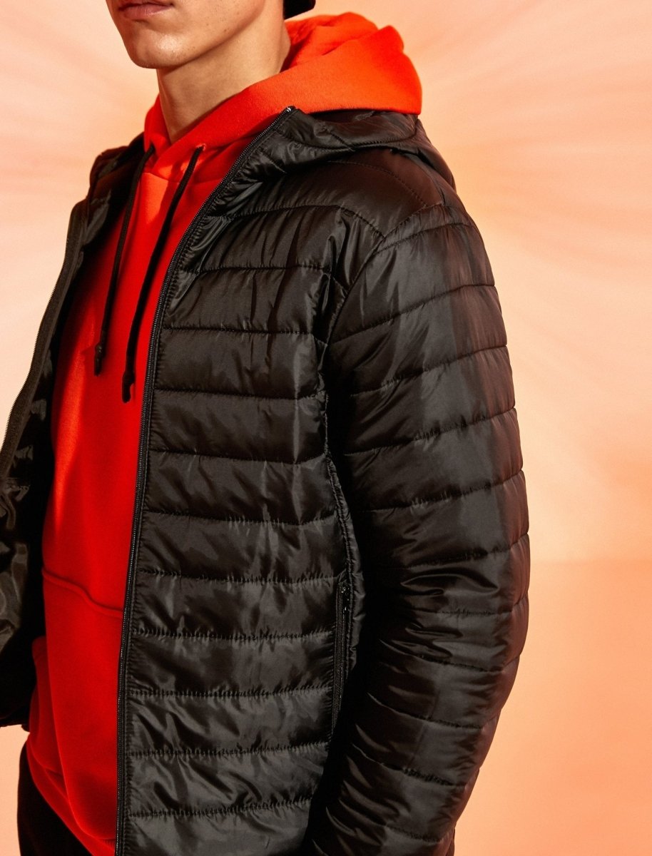 Puffer Jacket with Hood in Black - Usolo Outfitters-KOTON