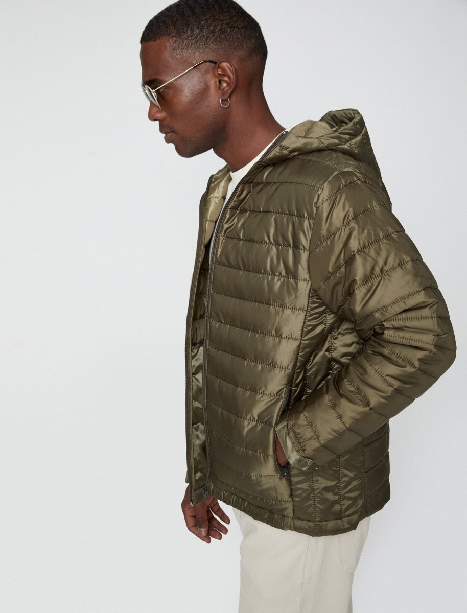 Puffer Jacket with Hood in Green - Usolo Outfitters-KOTON