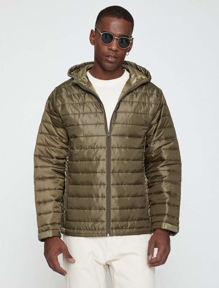 Puffer Jacket with Hood in Green - Usolo Outfitters-KOTON
