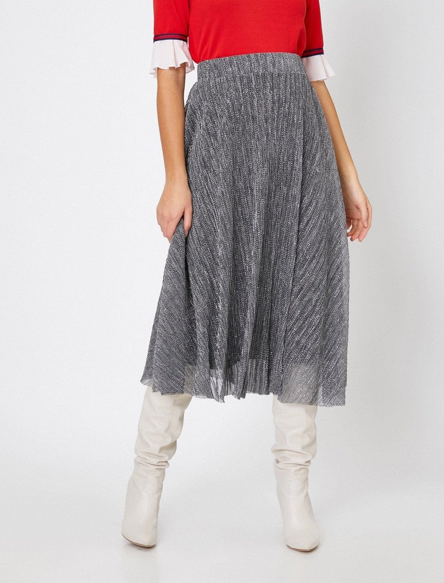 Pull-On Shimmery Skirt in Silver - Usolo Outfitters-KOTON