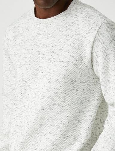 Quilted Crew Neck Sweatshirt in White - Usolo Outfitters-KOTON