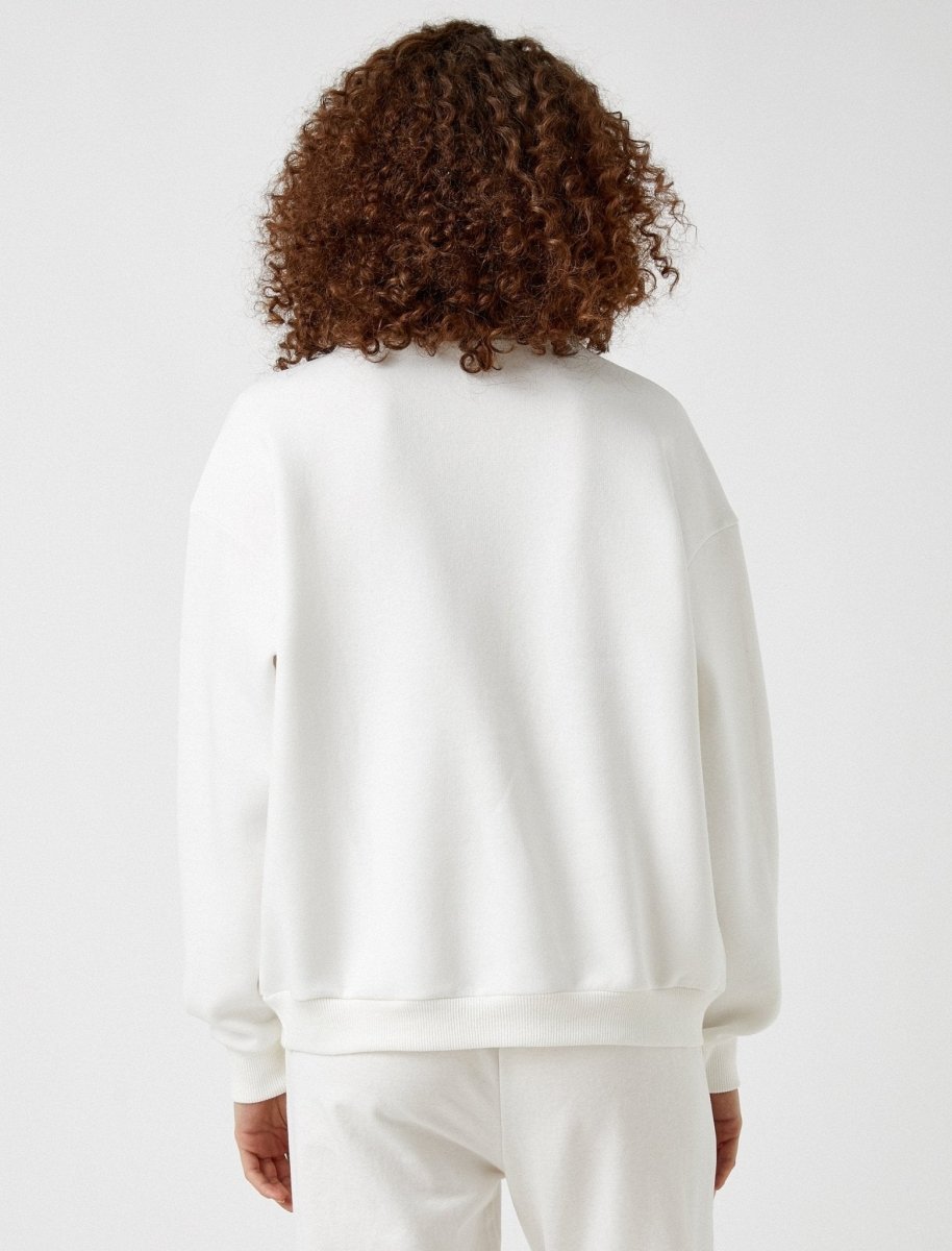 Relaxed Crew Neck Sweatshirt in White - Usolo Outfitters-KOTON