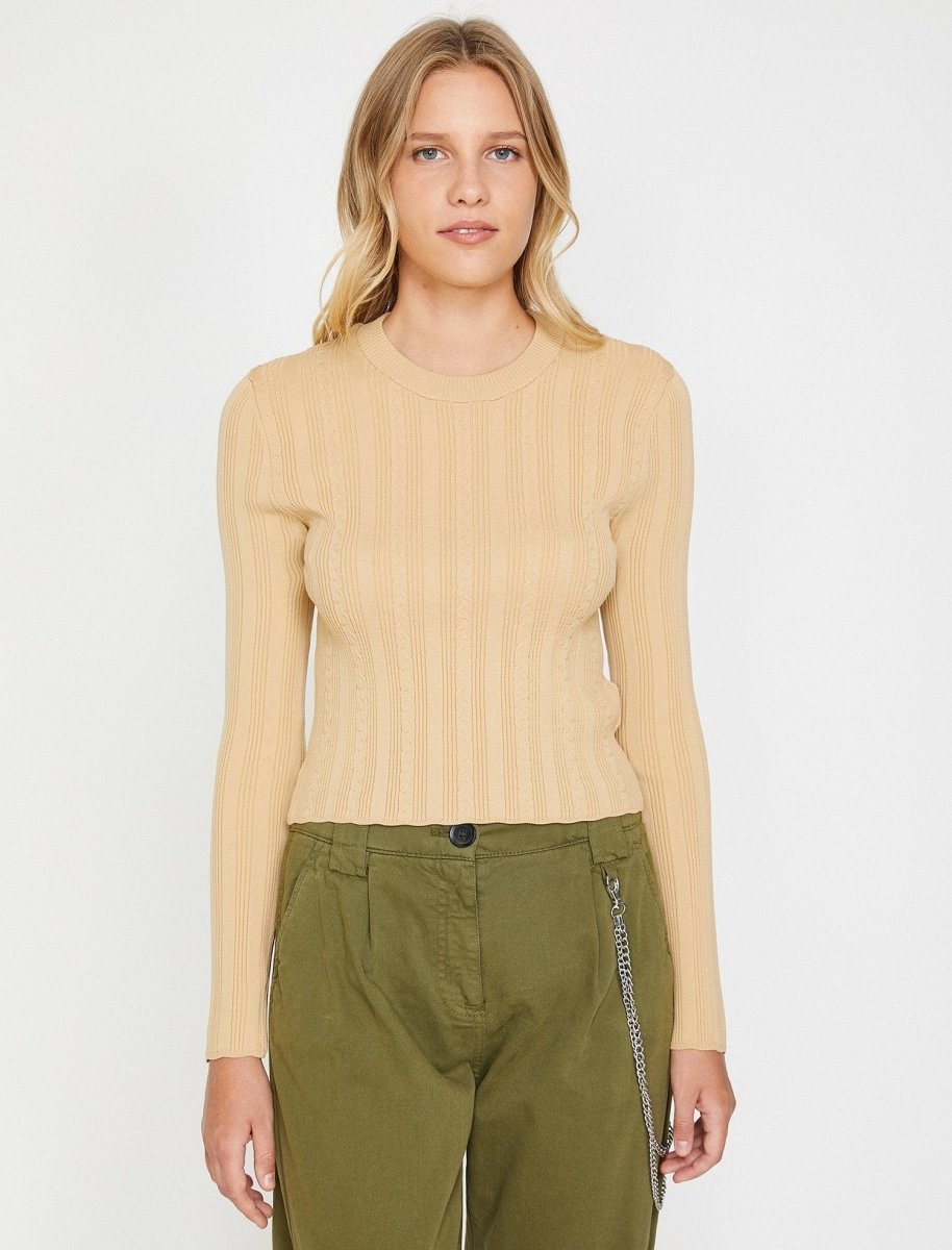 Ribbed Crew Neck Sweater - Usolo Outfitters-KOTON