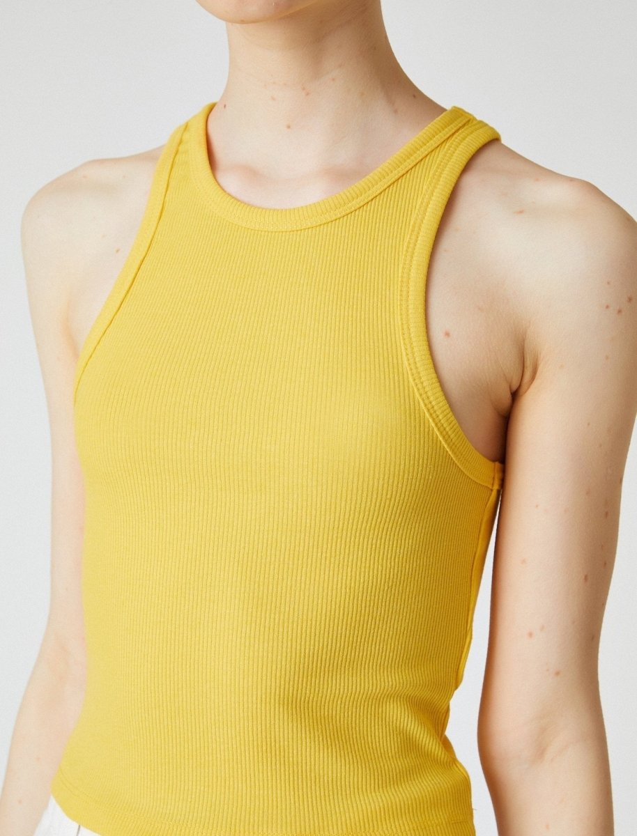 Ribbed Crop Halter Cami in Yellow - Usolo Outfitters-KOTON